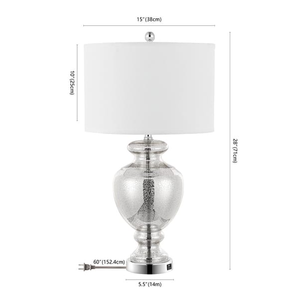 SAFAVIEH Lighting 28 inch Turquoise Glass Table Lamp (Set of 2) - 15"W x 15"D x 28"H