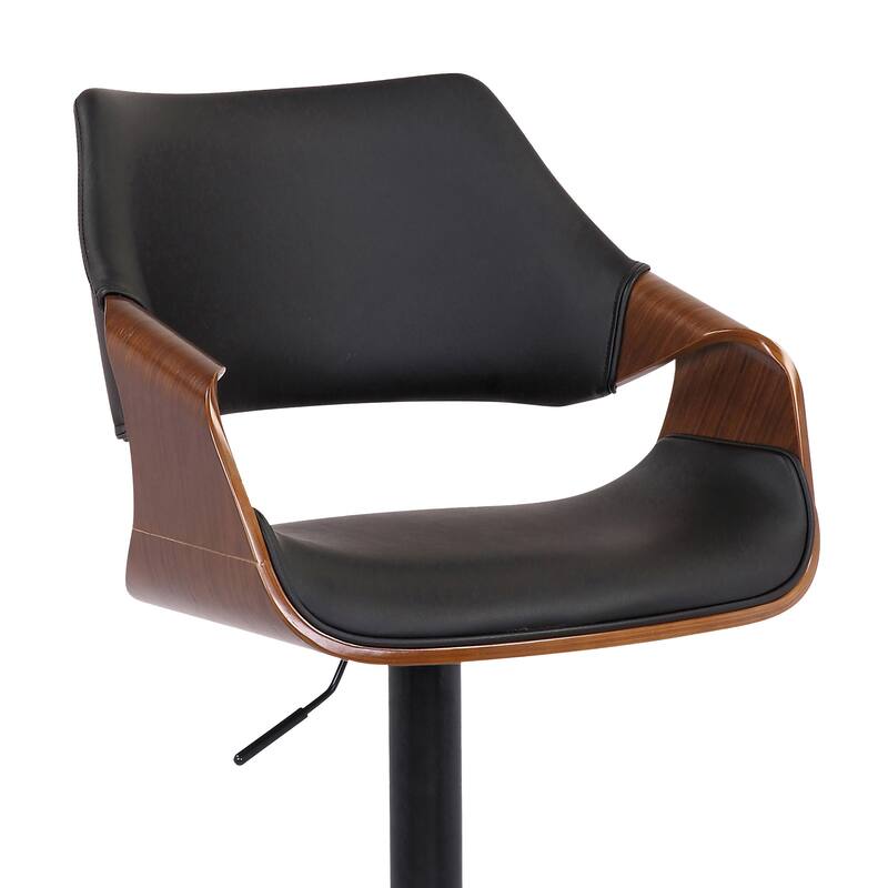 Fabric Swivel Adjustable Height Bar Chair with Iron Frame, Wood Accent and Footrest - 21” D x 21” W x 45” H
