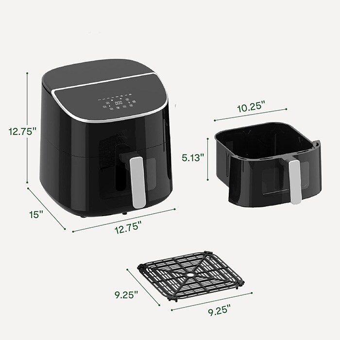 Air Fryer 8Qt Plus Oilless 8-in-1 Family Size AirFryer,Black - Bed