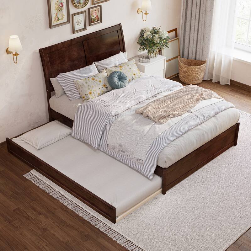 Andorra Platform Bed with Panel Footboard and Twin Trundle