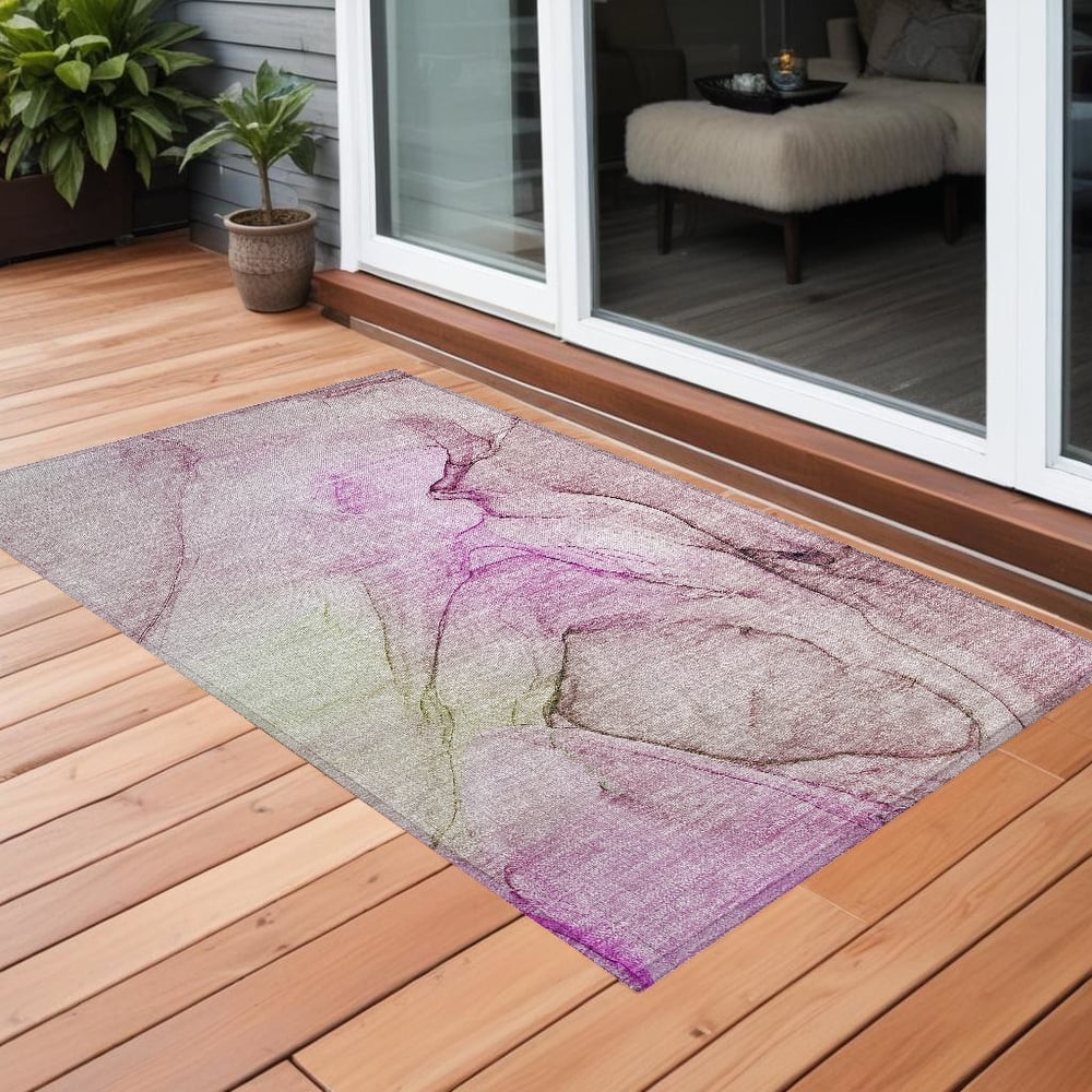 Gaz Modern Art-Inspired Weather Resistant Classic Meets Modern Outdoor Rug