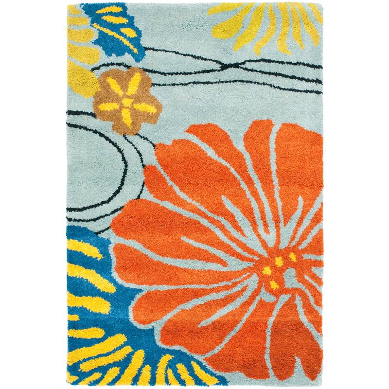 SAFAVIEH Handmade Soho Tess Floral N.Z. Wool Rug - 2' x 3' - Blue/Multi