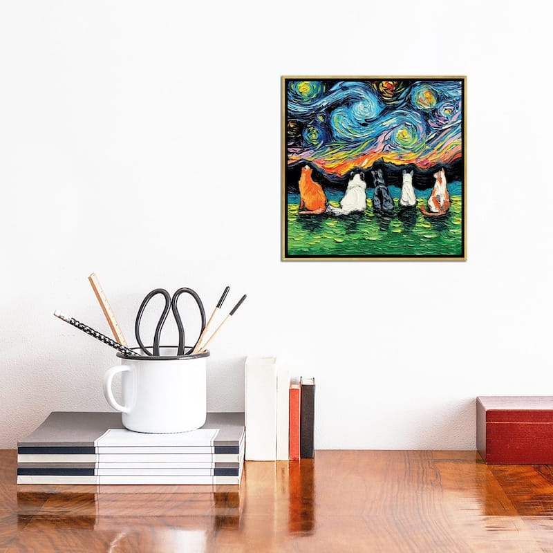 iCanvas "Starry Cats" by Aja Trier Framed Canvas Print