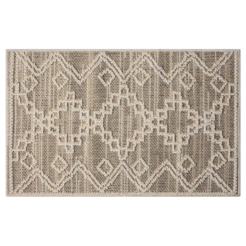 Terra by Obeetee Resort Diamonds Rug - Natural/Criss Cross - 2' x 3'