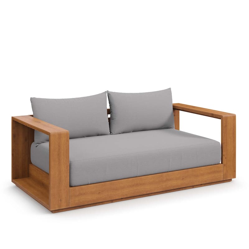 Tahoe Acacia Wood Outdoor Patio Acacia Wood Loveseat - Natural/Grey