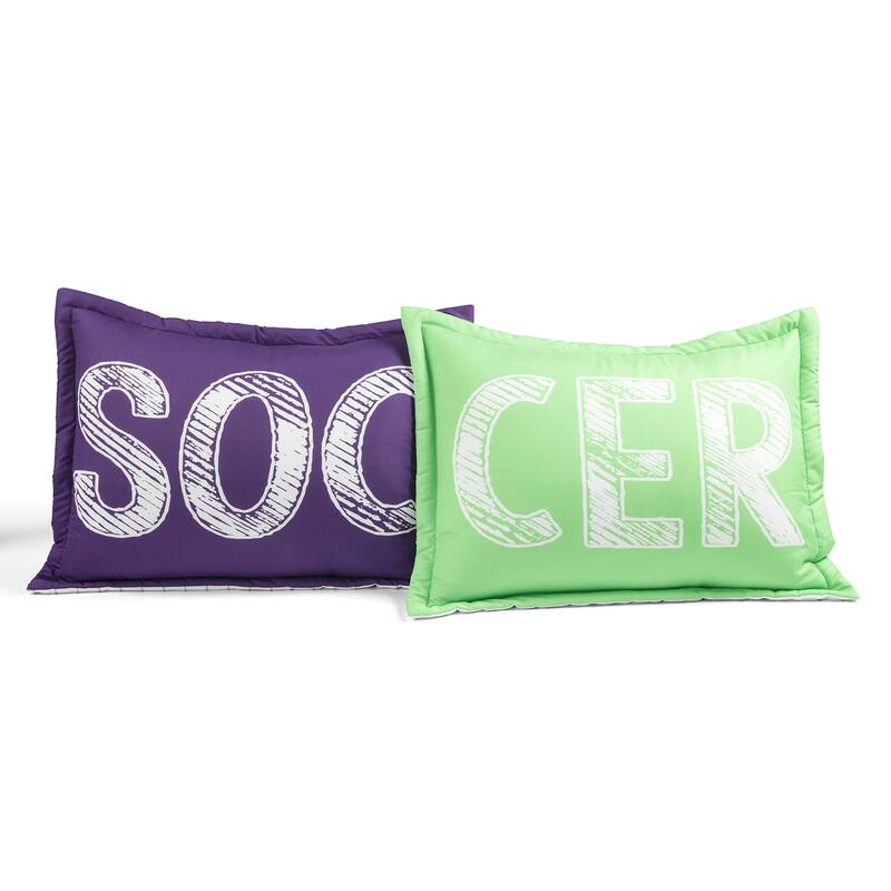 Lush Decor Girls Soccer Kick Reversible Oversized Comforter