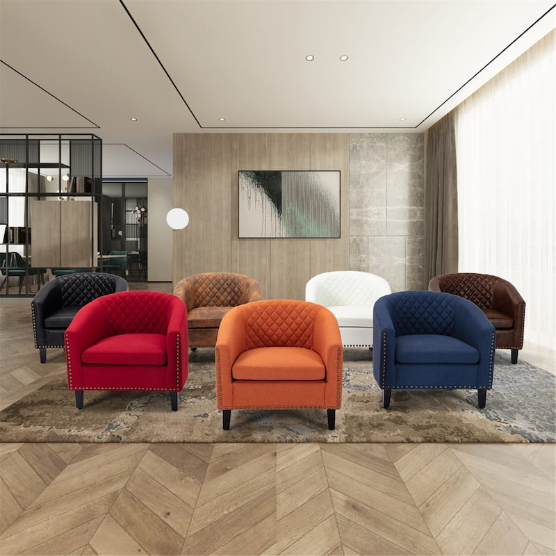Club Chairs with nailheads and solid wood legs
