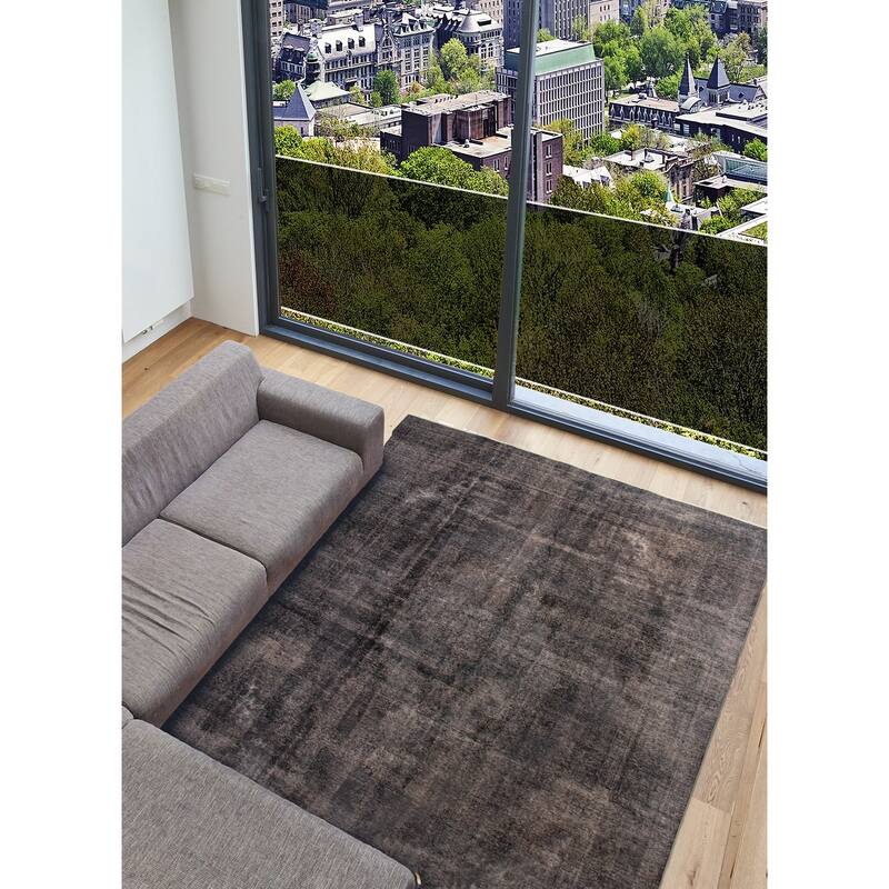 ECARPETGALLERY Hand-knotted Color Transition Charcoal Wool Rug - 9'8 x 12'6