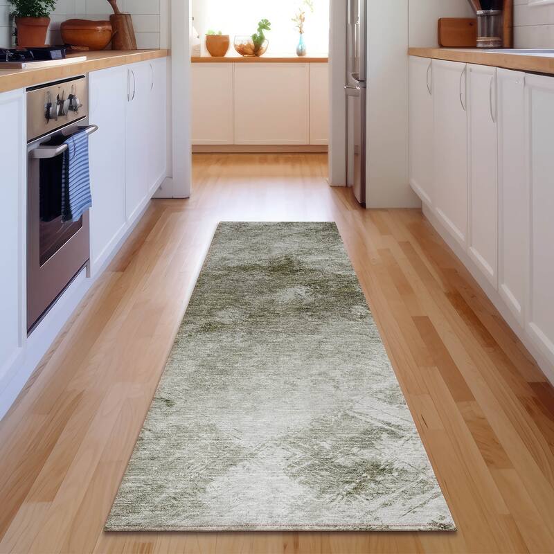Premium Washable Super Soft Contemporary Abstract Mayfield Rug - Taupe - 2' 3" x 7' 6" - Runner