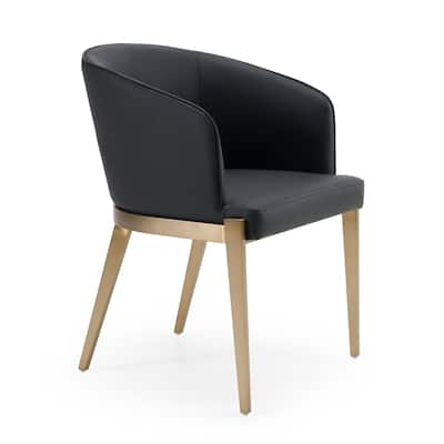Modrest Kravitz Modern Dark Grey Vegan Leather & Antique Brass Dining Chair