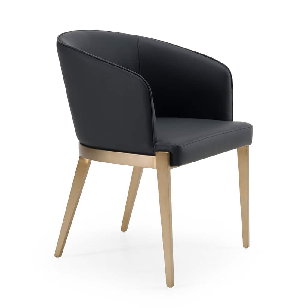 Modrest Kravitz Modern Dark Grey Vegan Leather & Antique Brass Dining Chair