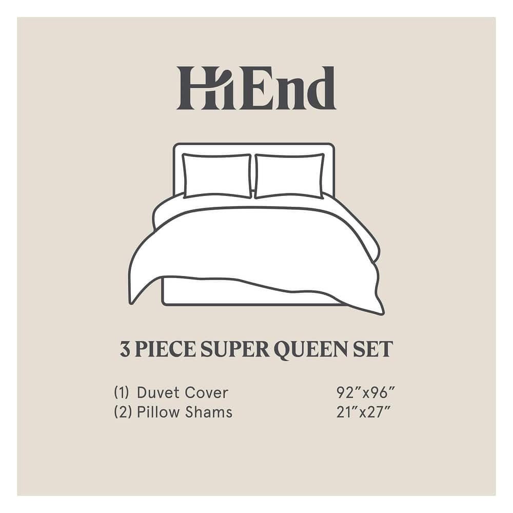 HiEnd Accents 100% Cotton Hotel Luxury Embroidered Border Duvet Cover Set, 3PC