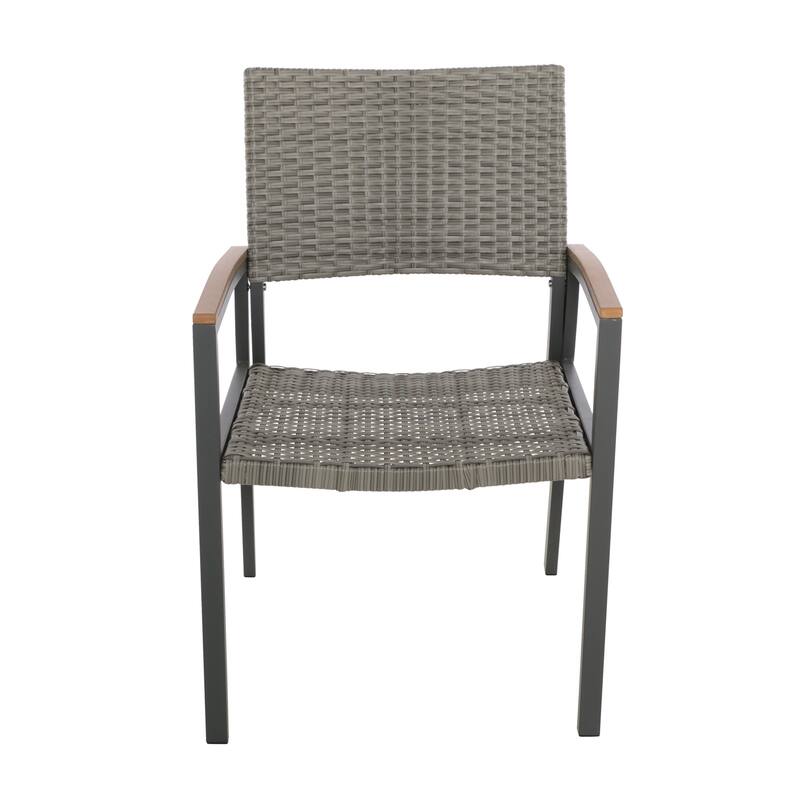 Luton Aluminum Outdoor Dining Chairs with Faux Wood Accents by Christopher Knight Home