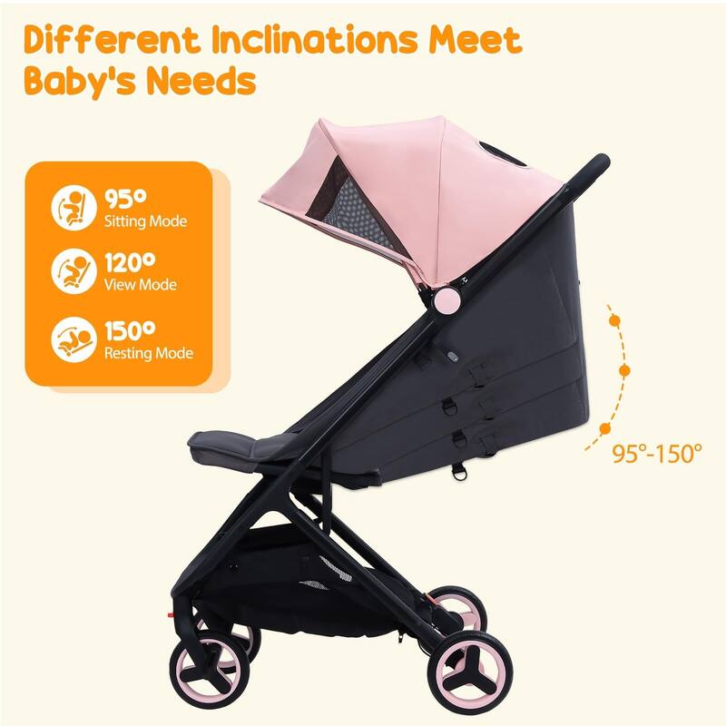 Compact One-Hand Fold Travel Stroller for Airplane Friendly