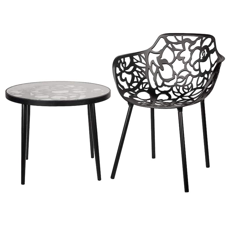 LeisureMod Devon Round Glass Top Aluminum Base Outdoor Side Table - 23 x 23