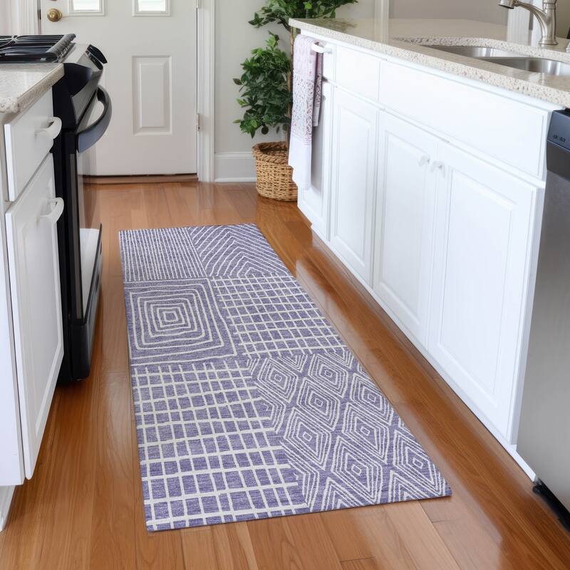 Premium Washable Super Soft Modern Geo Charm Mayfield Rug - Lavender - 2'3" x 7'6"