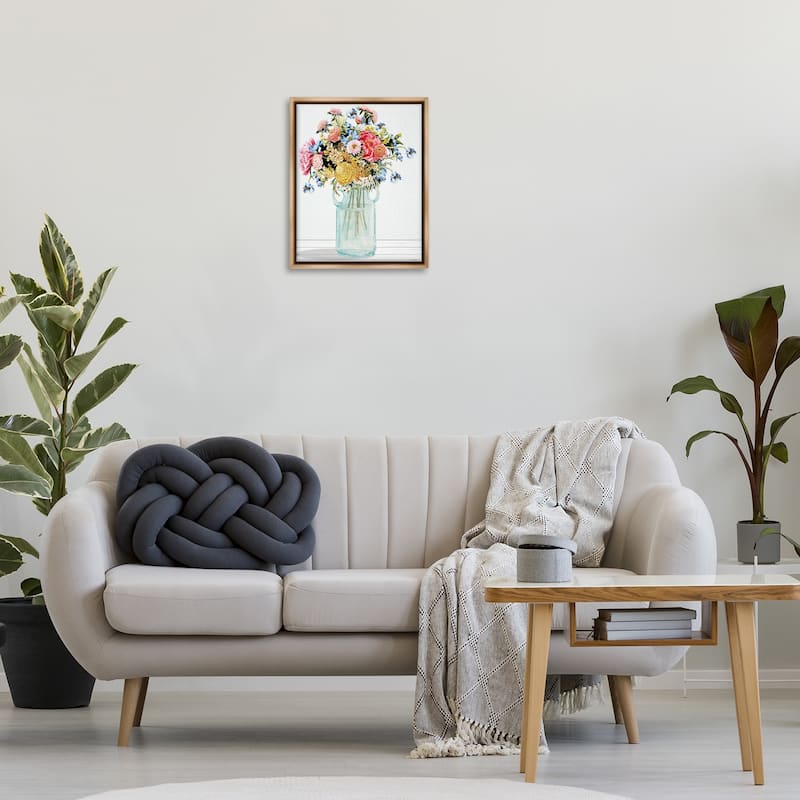 Stupell Country Classic Bouquet Framed Floater Canvas Wall Art Design By Cindy Jacobs