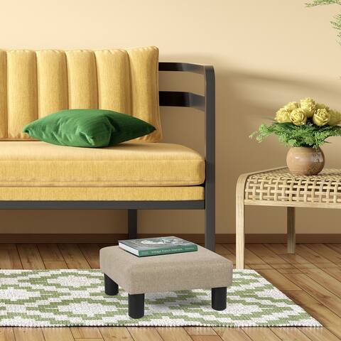 Adeco Small Ottoman Upholstered Footrest Pet Steps Dog Stairs Stool