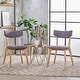 preview thumbnail 5 of 141, Christopher Knight Home - Chazz Mid-Century Modern Upholstered Dining Chairs Set with Solid Wood Splayed Leg 2-Piece - Dark Grey + Natural Oak