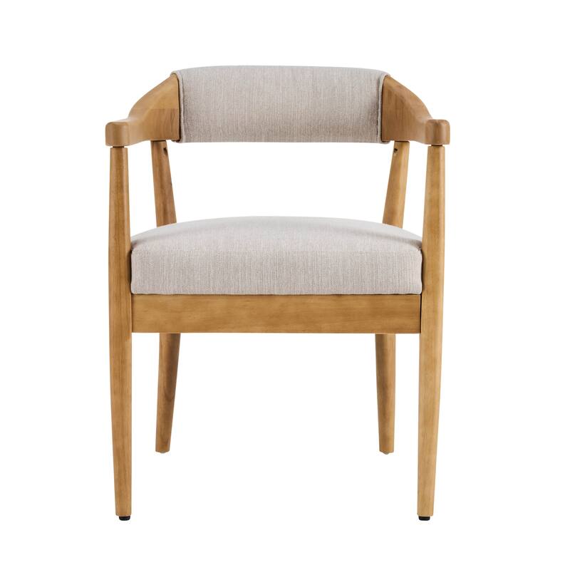 Christopher Knight Home - Mid-Century 5-Piece Set Wood Dining Table Set with 4 Upholstered Arm Chairs