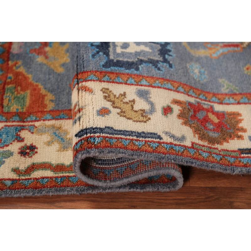 Blue Oushak Oriental Rug Transitional Handmade Wool Carpet - 4'1"x 5'11"