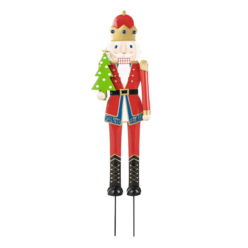 Glitzhome Christmas Nutcracker Yard Stakes Standing Hanging Decor(2-3 Functions)