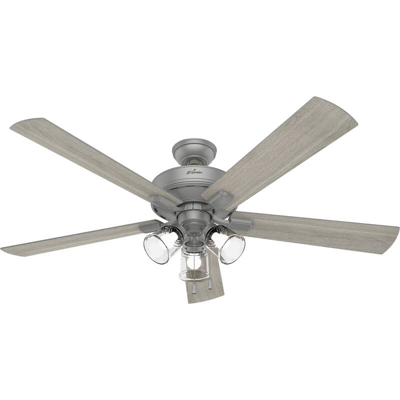 Hunter 60" Crestfield Ceiling Fan w/3-Light LED Light, Pull Chain - Farmhouse, Transitional, Rustic - Exclusive SureSpeed!