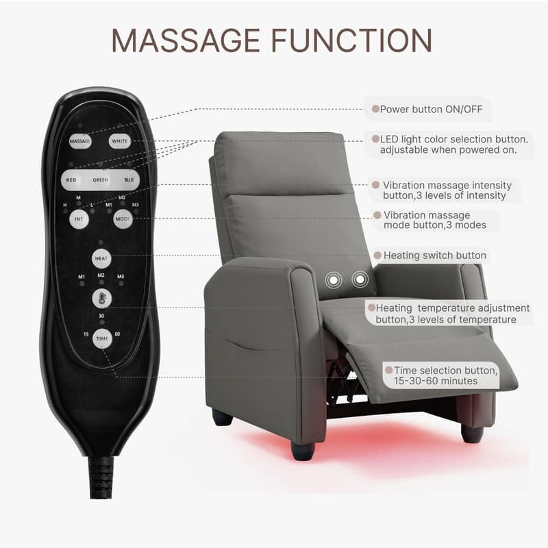 Andrea Recliner Chair with LED Lights, Heating & Massage