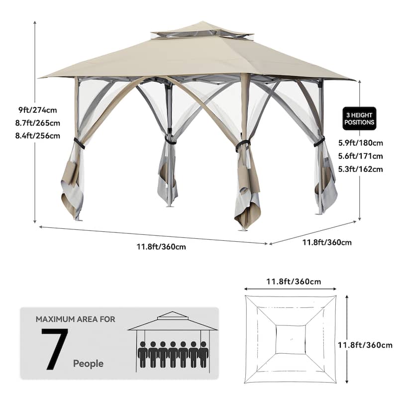 Outdoor Pop-Up Gazebo Tent With Soft Top
