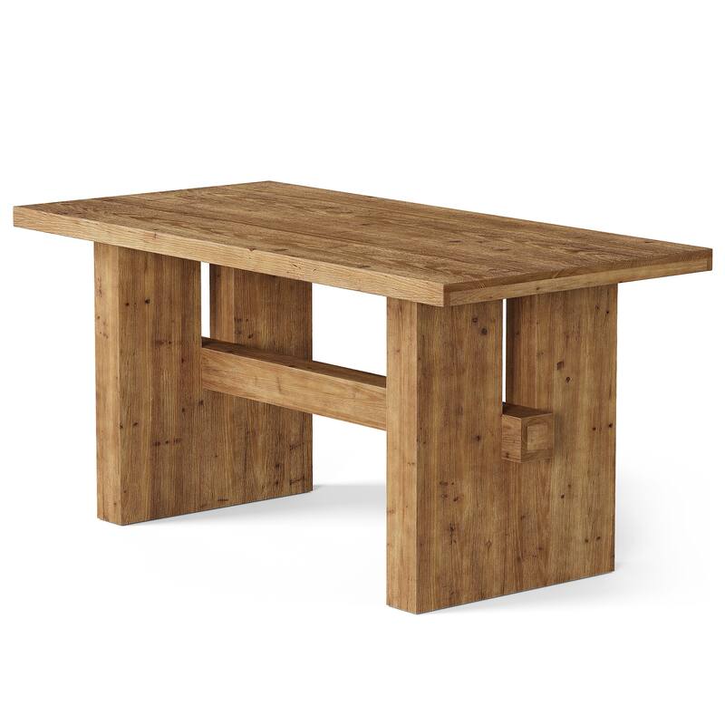 63 Inch Farmhouse Dining Table, Large Solid Wood Kitchen Table for 6