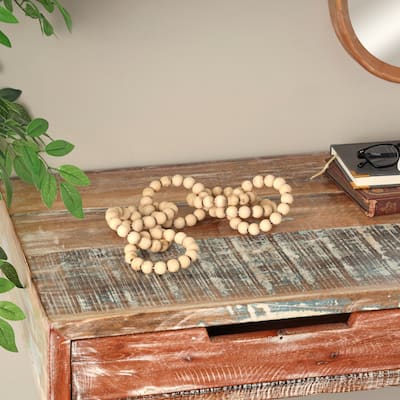 Light Brown, Black or White Wood Beaded 8 Link Chain Sculpture