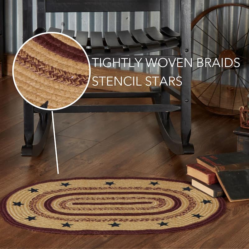 Potomac Jute Rug Oval Stencil Stars w/ Pad 20x30 - 20" x 30" Oval