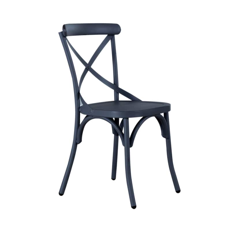 Vintage Series Distressed Metal X Back Side Chair - Antique White (Set of 2)
