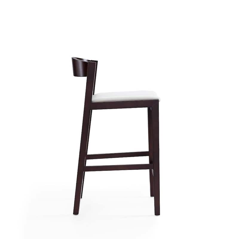 Manhattan Comfort Klismos 36.75 in. Dark Walnut Beech Wood Counter Height Bar Stool (Set of 3)