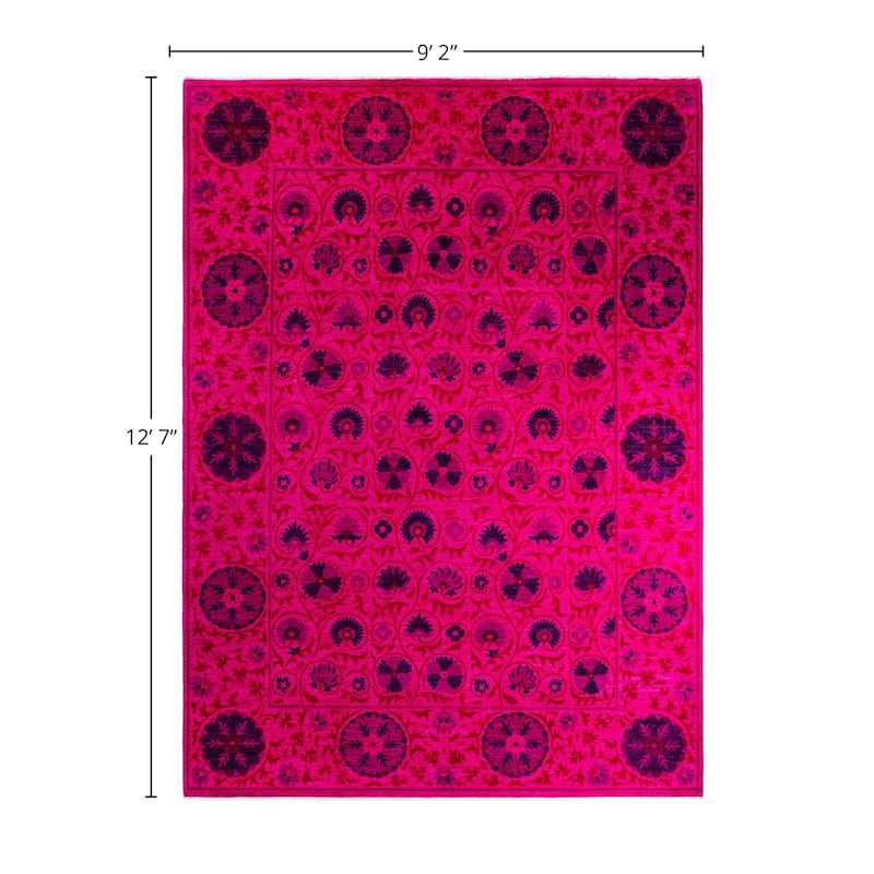 Overdyed, One-of-a-Kind Hand-Knotted Area Rug - Pink - 9' 2" x 12' 7"