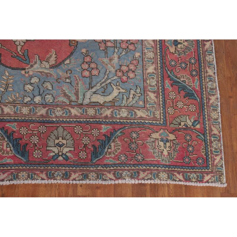 Distressed Tabriz Persian Vintage Rug Handmade Wool Carpet - 8'2" x 11'3"