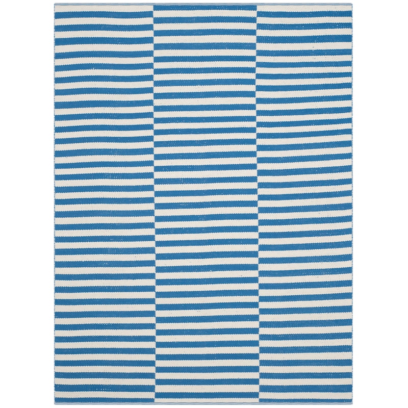 SAFAVIEH Handmade Flatweave Montauk Helena Casual Cotton Rug - 2'6" x 4' - Ivory/Blue