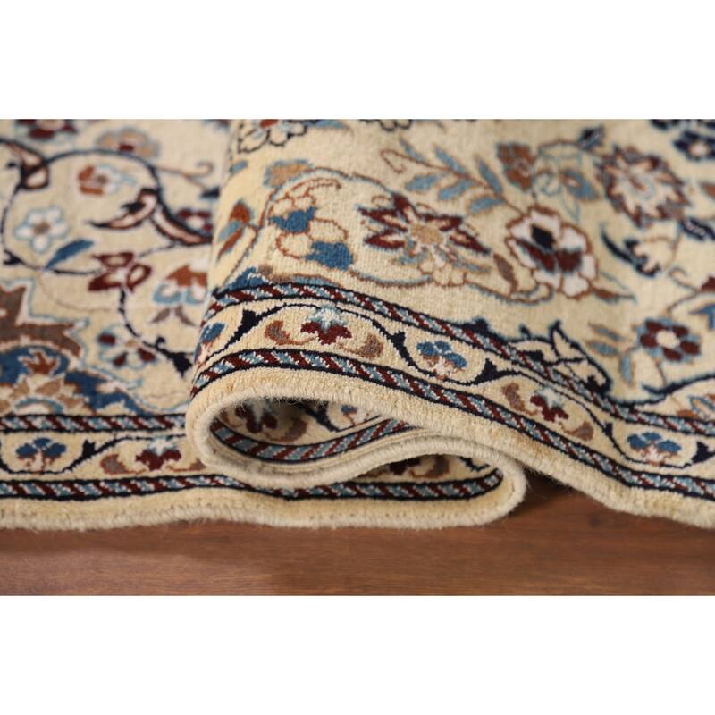 Traditional Floral Nain Foyer Rug Hand-Knotted Wool Carpet - 2'11" x 4'4"