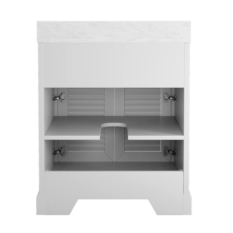 Elegant 24-Inch European Bathroom Vanity with Gold Accents and Marble-Style Sink