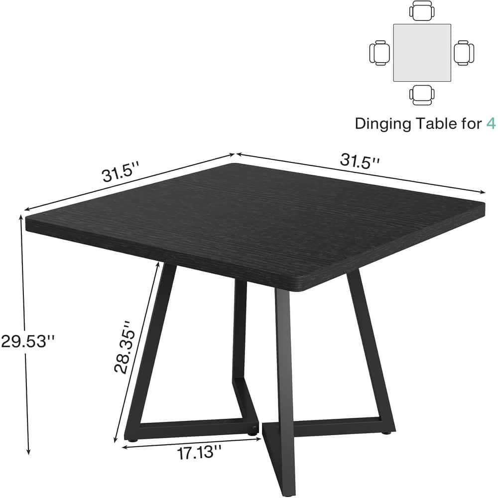 31.5 Inches Industrial Square Dinner Table with Metal Base