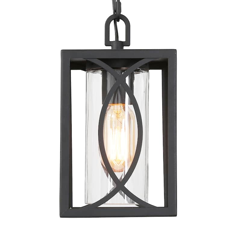 Farmhouse 1-light Black Mini Lantern Pendant Lights Geometric Dimmable Dining Room Lighting