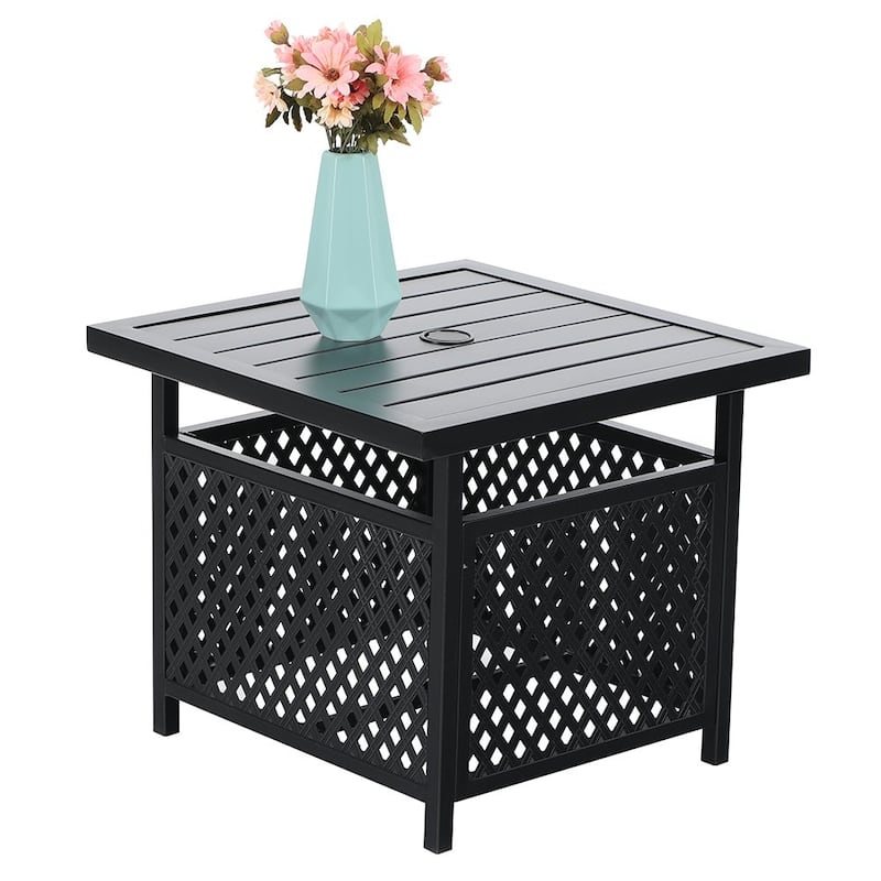 Claribelle Square Side Table with Umbrella Hole by Havenside Home - 22*22 - Black