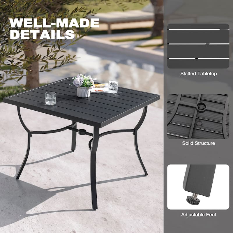 Patio 36 in. Aluminum Dining Table for 4, 1.97’’ Umbrella Hole, Black