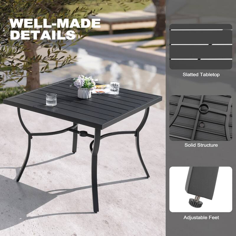Patio 5-Piece Aluminum Dining Set with Textilene Swivel Chairs