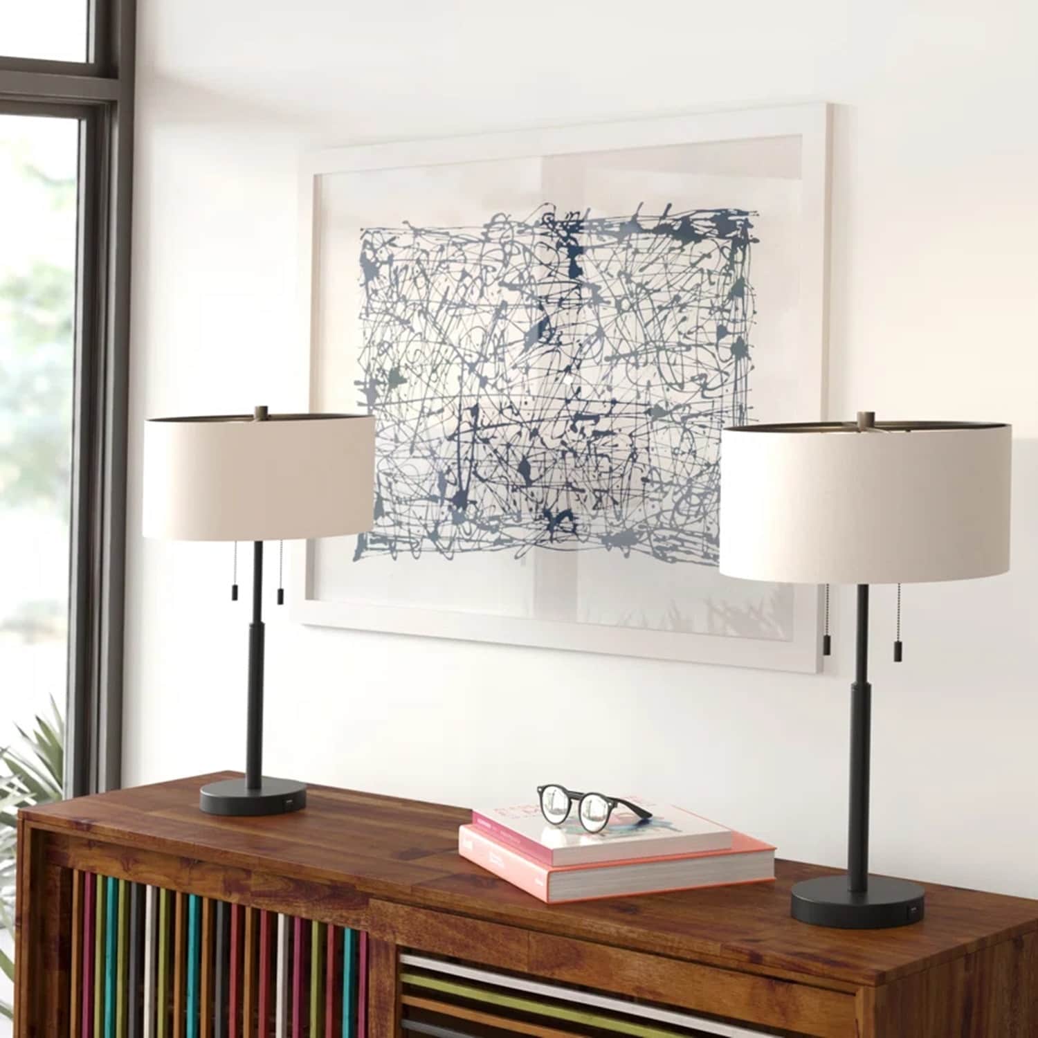 CO-Z 24" Modern Table Lamps with USB Port and AC Outlet, Set of 2 - Set of 2