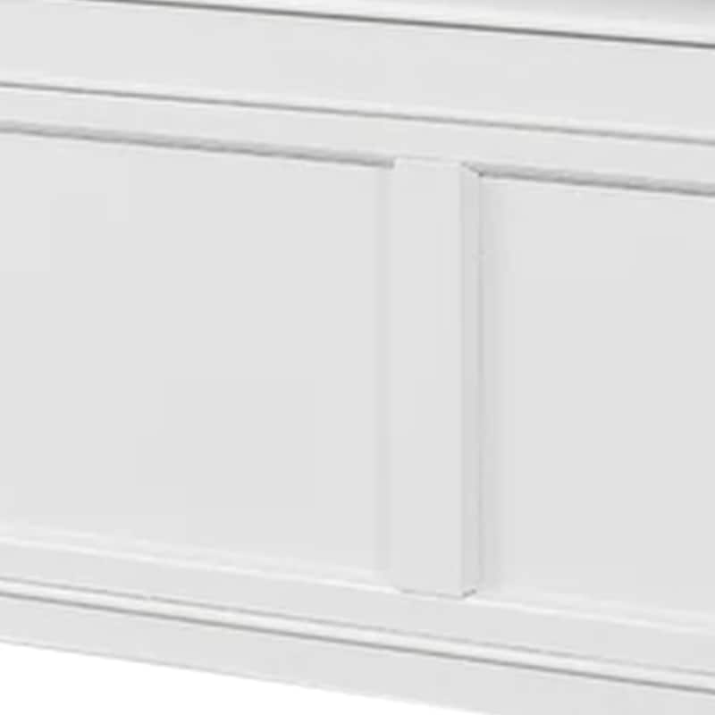 Lile Twin Bed with Side Rail Storage, Crown Molded Details, White Wood