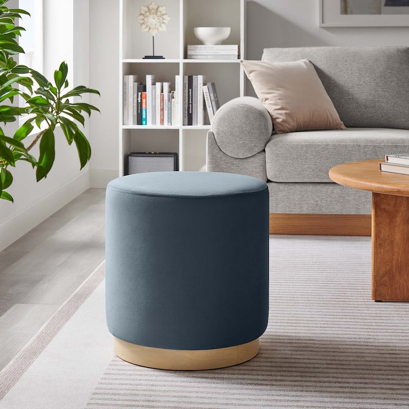 Tilden 16"/23"/29"/38" Performance Velvet Upholstered Ottoman - 16"W x 16"L x 17"H - Cadet Blue Natural