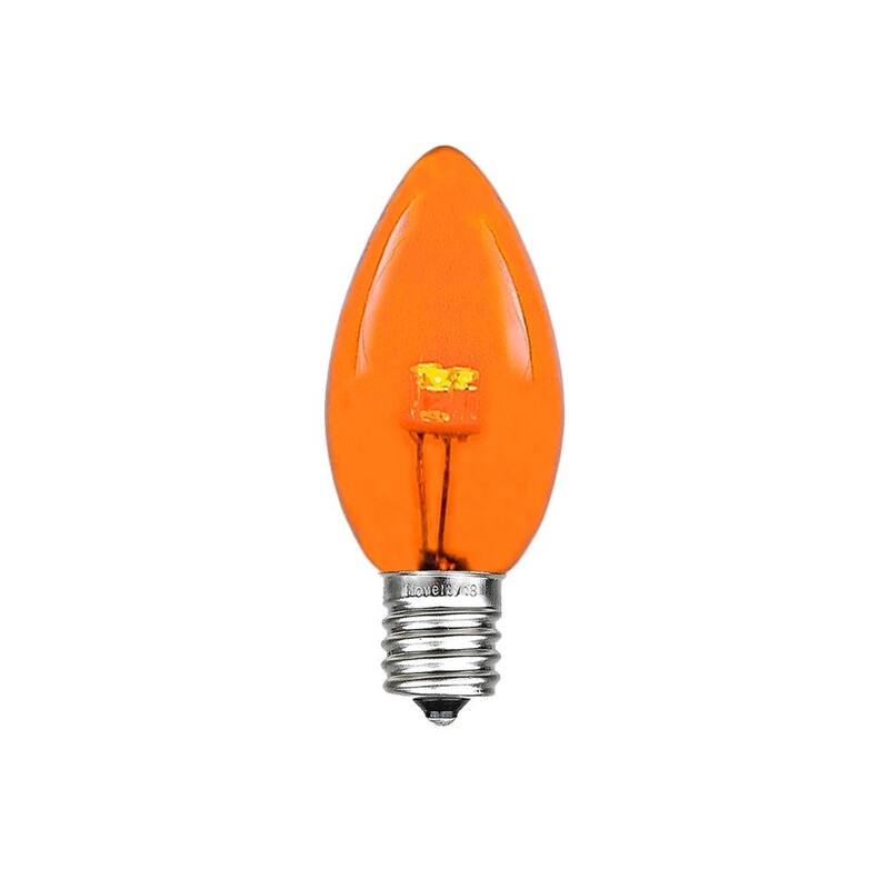 25 Pack C7 LED Outdoor Patio Party Christmas Replacement Bulbs, Warm White - Orange