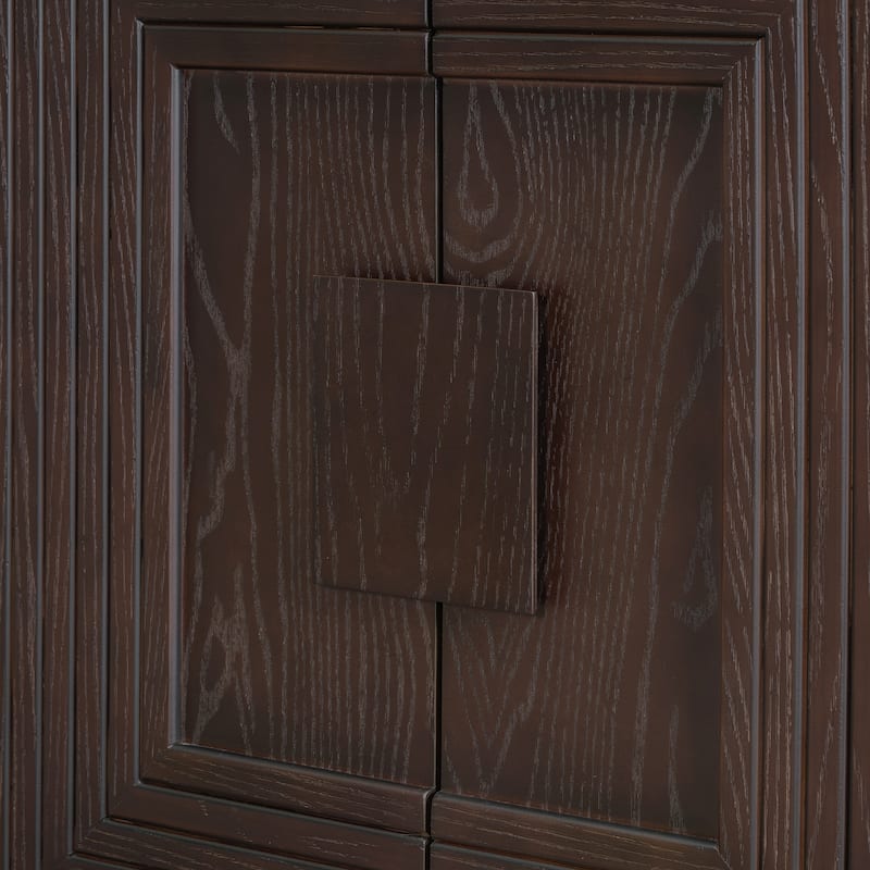Coffee Bar Cabinet with Storage, Fluted Sideboard Cabinet with 4 Doors, Freestanding Buffet Table with Adjustable Shelves