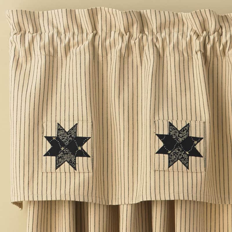 Park Designs Carrington Lined Ticking Patch Valance - 60" x 14"